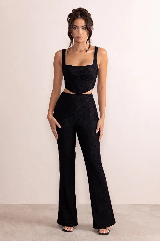 ada-black-lace-overlay-flared-trousers-cl128055002