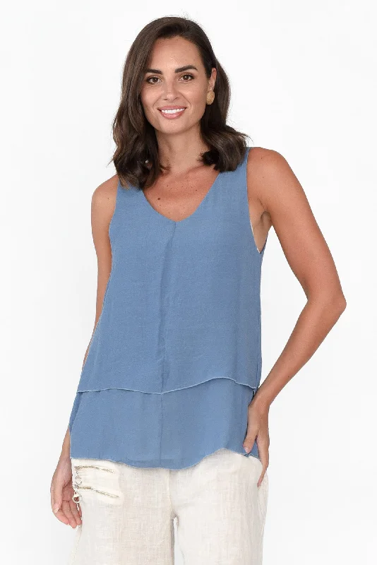 Alethia Steel Cotton Blend Layered Tank