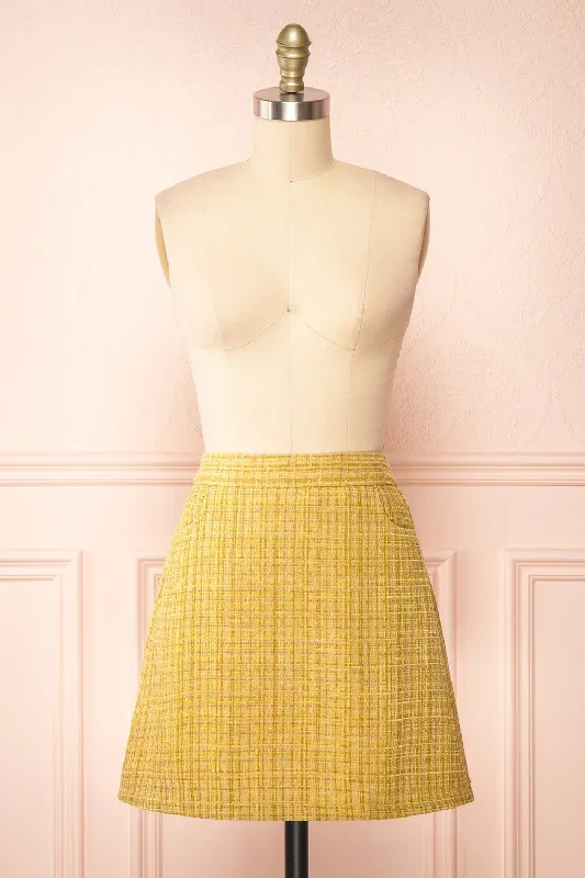 Aroubel | Short Yellow Tweed Skirt