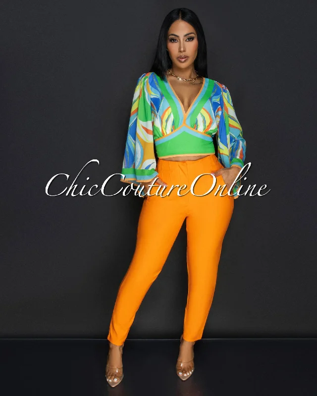 Avril Tangerine High Waist Skinny Pants