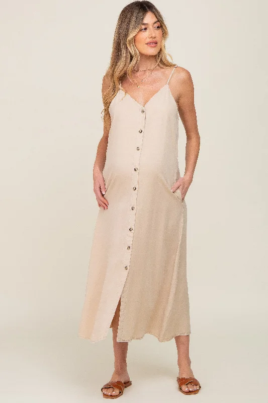 beige-button-down-maternity-midi-tank-dress