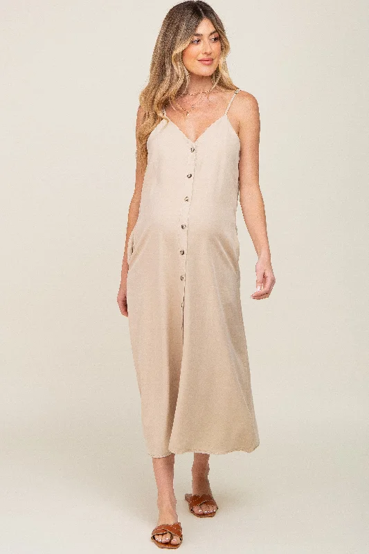 beige-button-down-maternity-midi-tank-dress