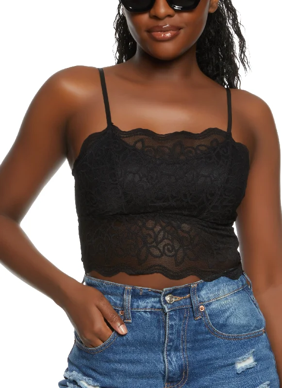 Lace Scalloped Hem Cropped Cami