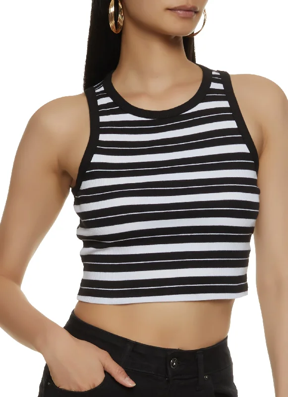 Striped Rib Knit Tank Top