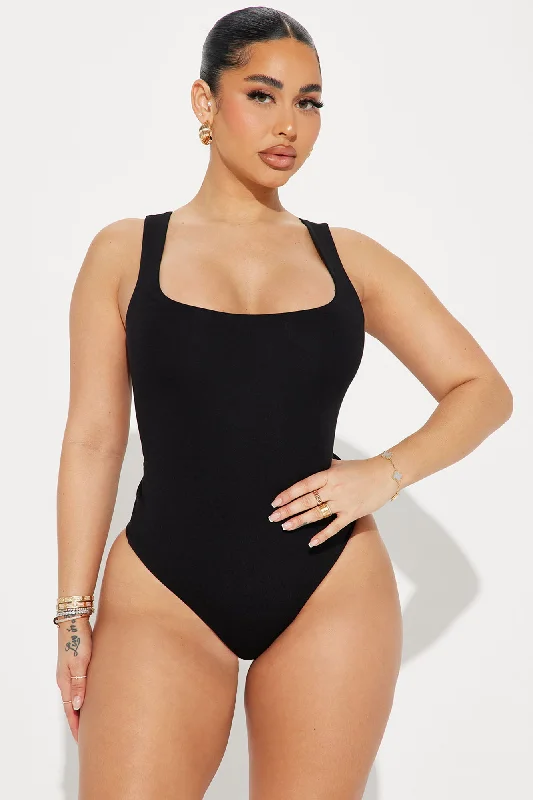 Christina Square Neck Bodysuit - Black