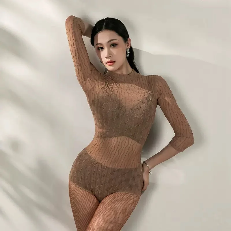 YES Women's Khaki DanceWear Training Performance Bodysuits