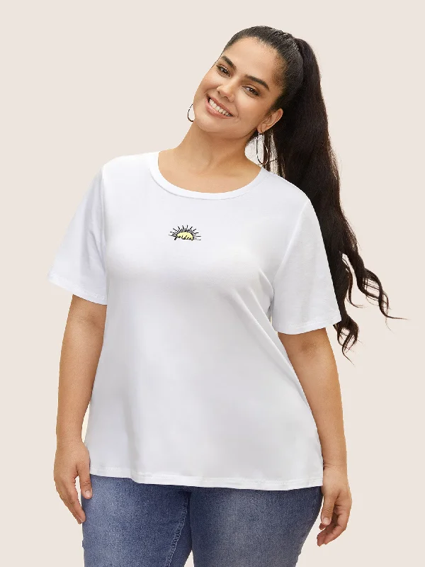 cotton-sun-embroidered-round-neck-t-shirt