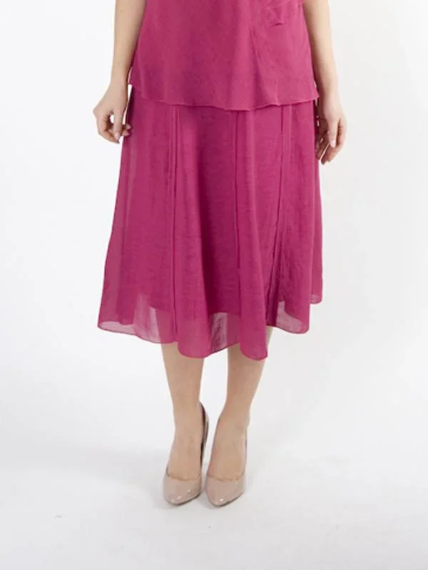 Finest FRENCH LINEN Deep Pink Tiered Skirt