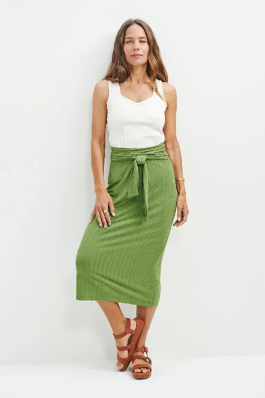 Delaney Ribbed Skirt - Pear