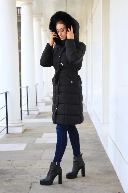 double-second-black-glam-belted-long-puffer-coat