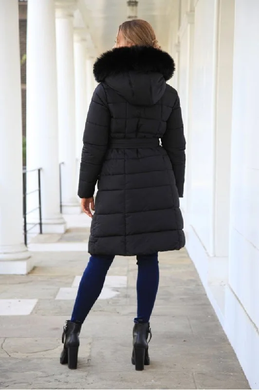 double-second-black-glam-belted-long-puffer-coat