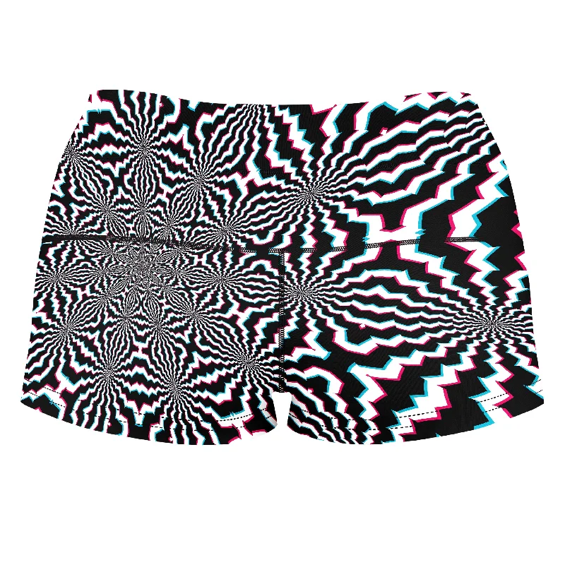 fractal-ripples-high-waisted-womens-shorts