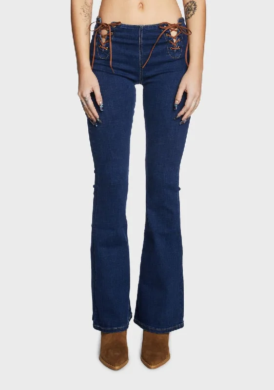 Gini Lace-Up Flared Jeans