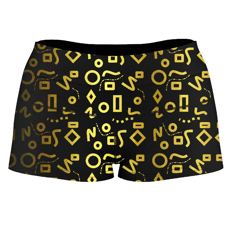 Gold Mod Glam High-Waisted Women's Shorts