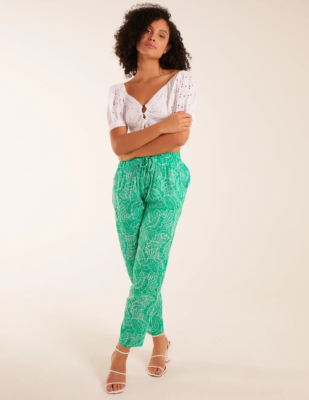 Leaf Print Capri Trousers