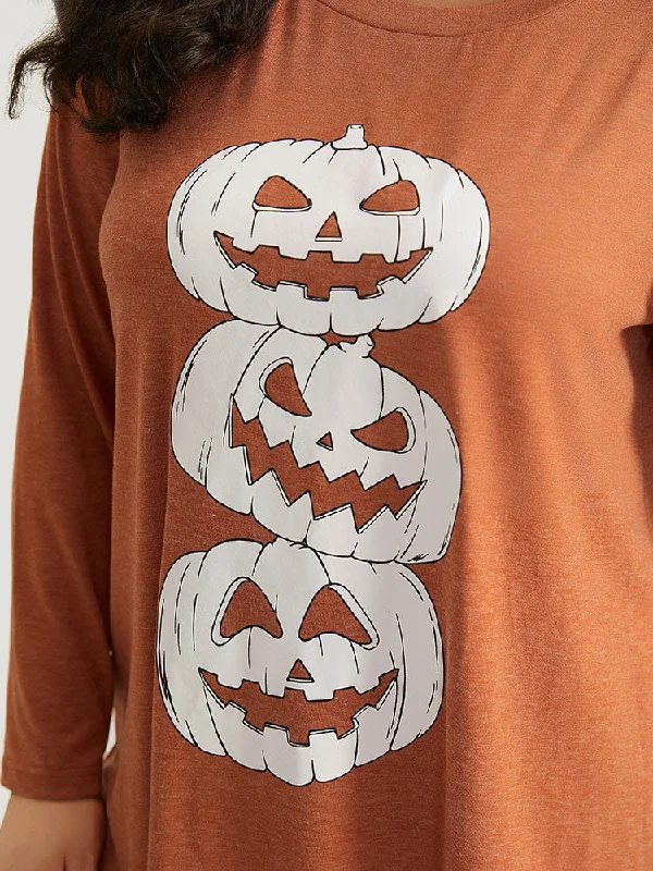 halloween-three-pumpkin-print-crew-neck-t-shirt