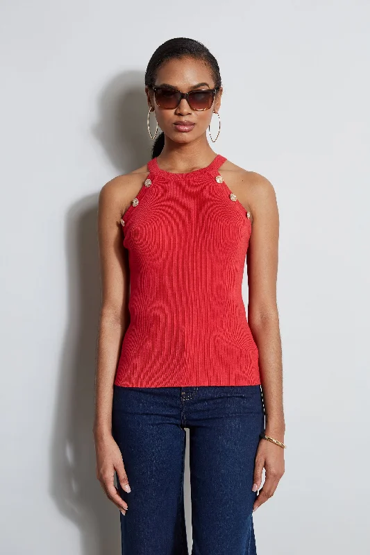 Halter Button Rib Tank