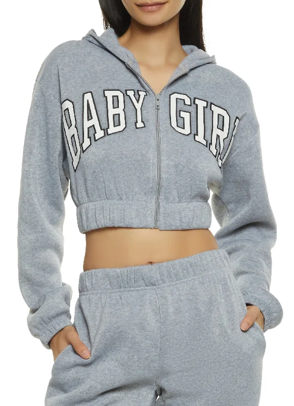 Baby Girl Varsity Graphic Cropped Hoodie