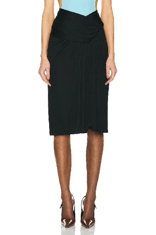 Jersey Ruched Midi Skirt