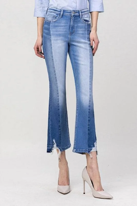 Kick Crop Flare High Rise Jeans In Blue