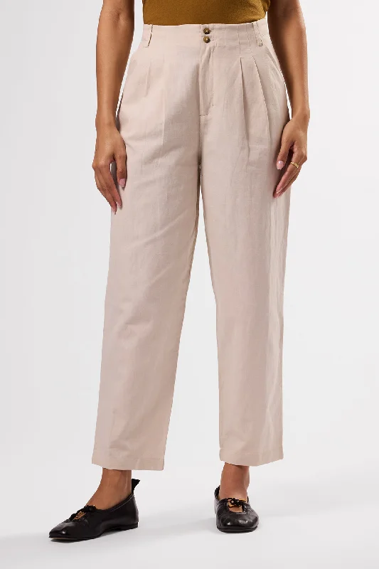 Larisa Cotton Linen Pant - Natural