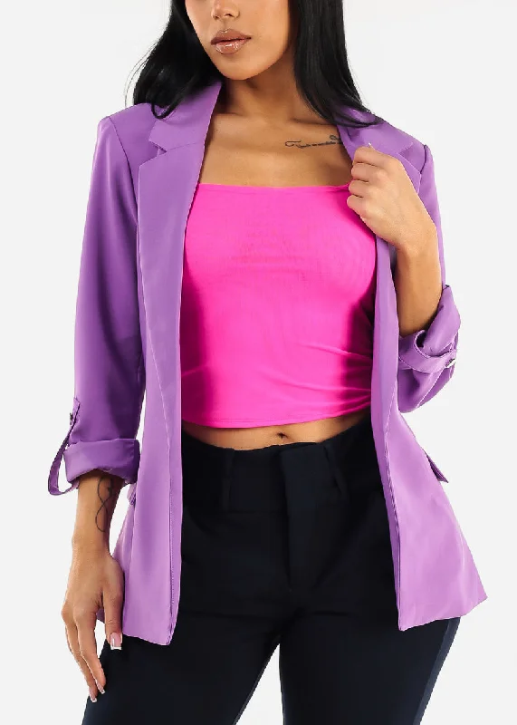 Long Sleeve Relax Fit Blazer Purple