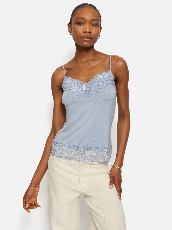 Modal Lace Vest | Blue Mist