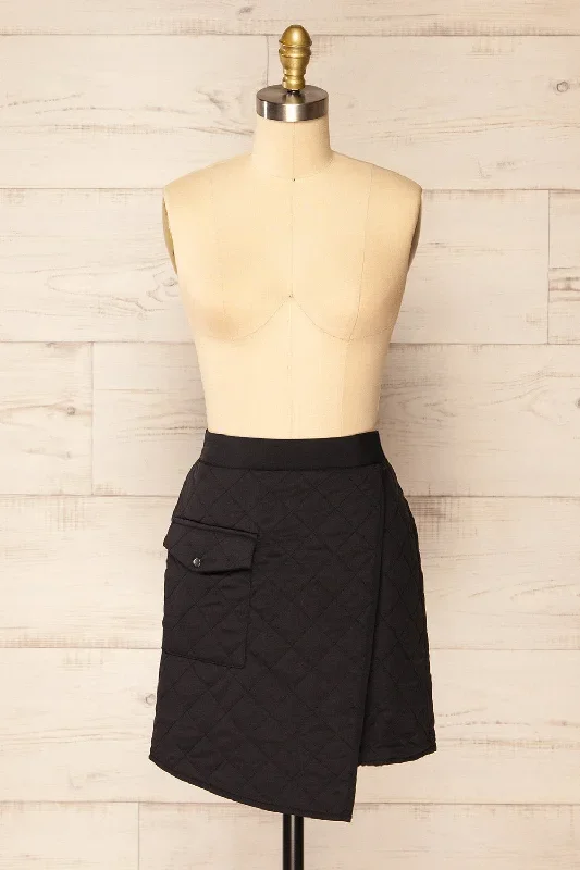 Oviedo | Black Quilted Wrap Skirt