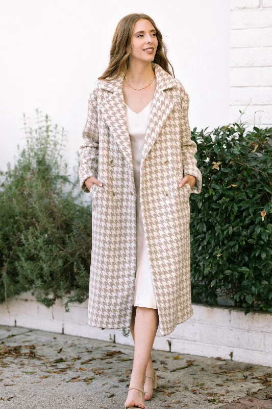 Paris Houndstooth Long Coat