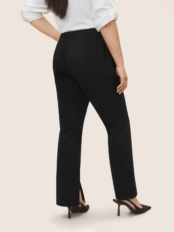 plain-pleated-elastic-waist-high-rise-pants