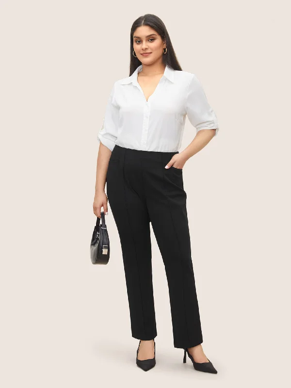 plain-pleated-elastic-waist-high-rise-pants