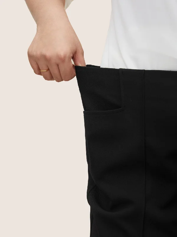 plain-pleated-elastic-waist-high-rise-pants