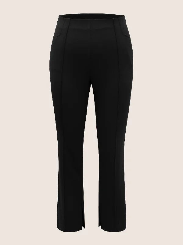 plain-pleated-elastic-waist-high-rise-pants