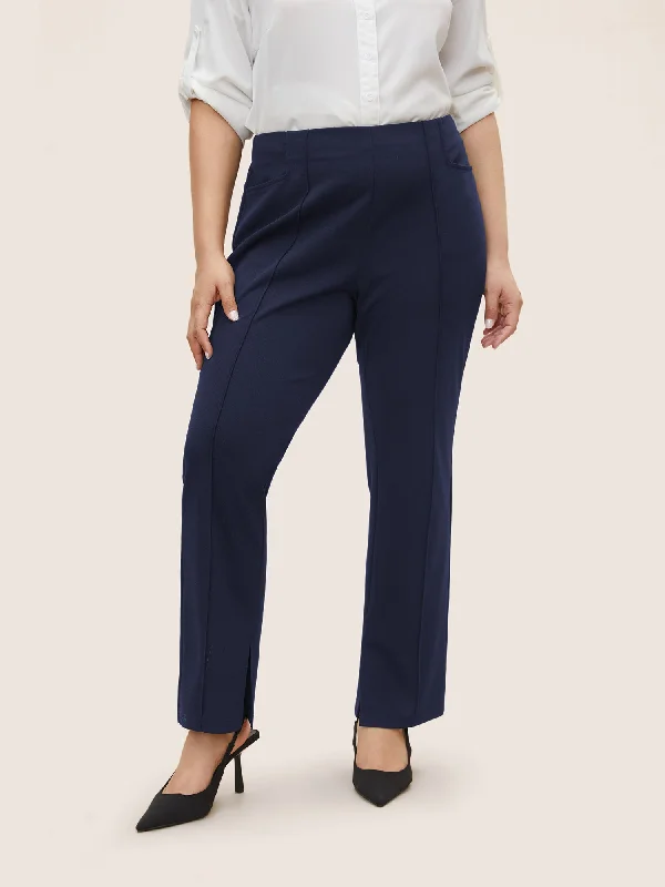 plain-pleated-elastic-waist-high-rise-pants