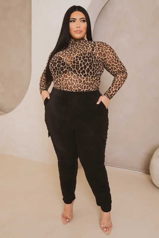 Plus Size  Alina  Pull On Cargo Pant- Black