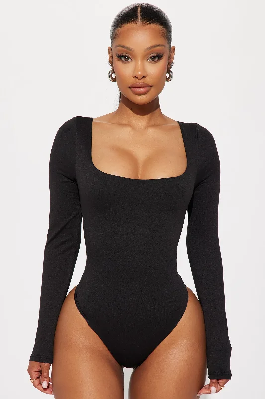 Raissa Long Sleeve Bodysuit - Black