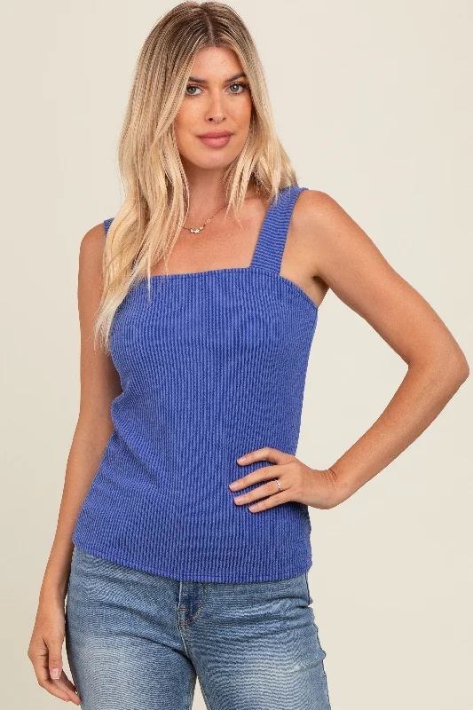 royal-blue-ribbed-square-neck-maternity-tank-top