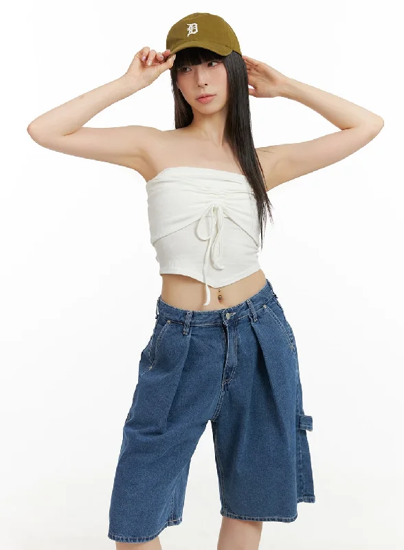 Shirred Tube Crop Top CU424