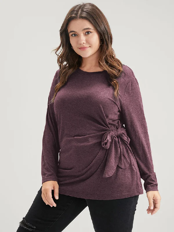 solid-twist-front-knotted-round-neck-long-tee