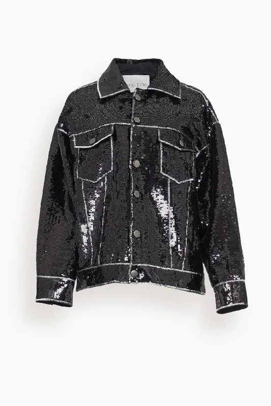 Stardust Sequined Oversized Jacket in Noir