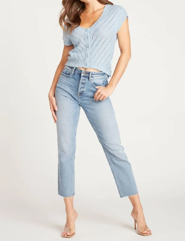 Stevie Crop Straight Leg Jeans In Light Wash