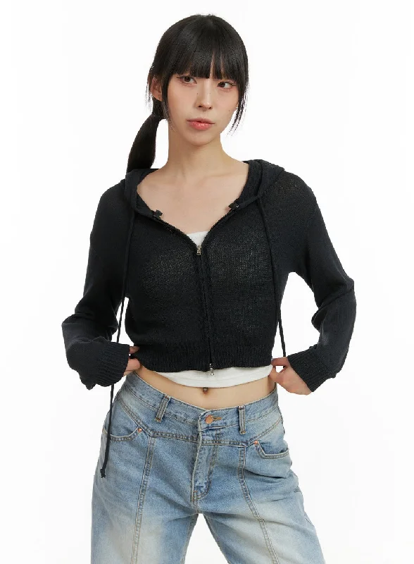 Summer Zip-Up Hooded Crop Top CU424