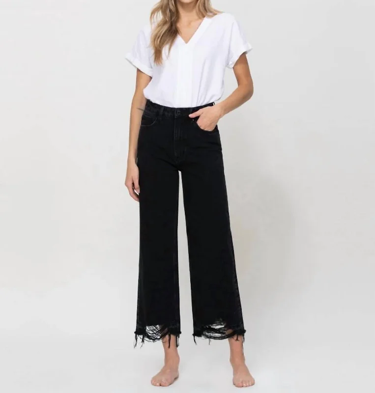 Super High Rise Wide Leg Jean In Black Night