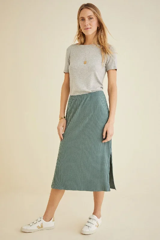 Vindy Paris Rib Skirt - Balsam Green