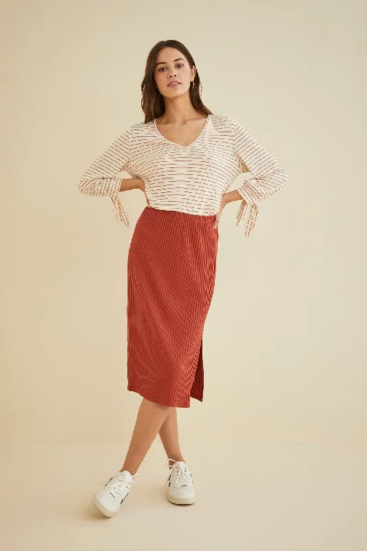 Vindy Paris Rib Skirt - Cinnamon