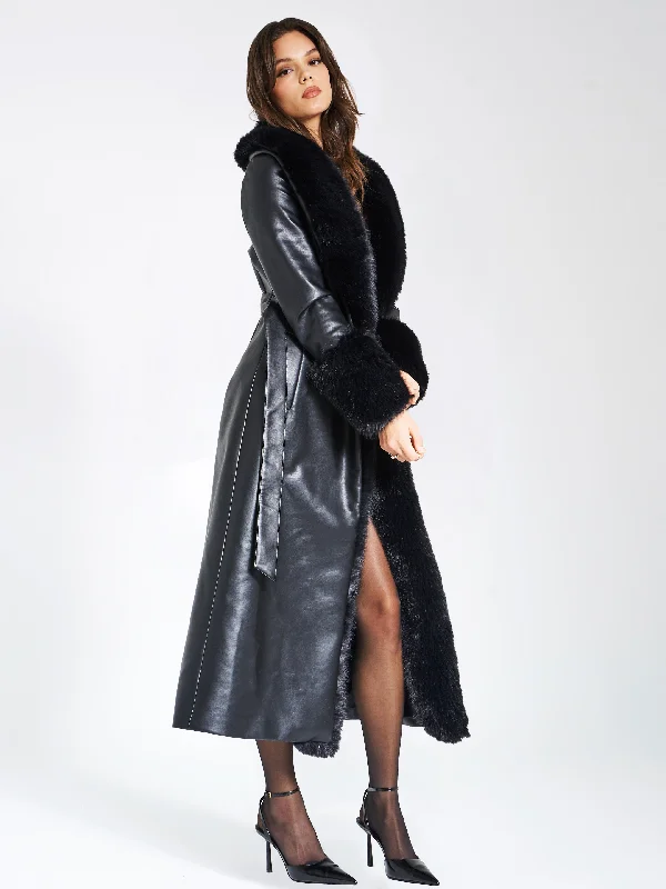 zaida-black-faux-fur-trim-black-vegan-leather-midi-coat